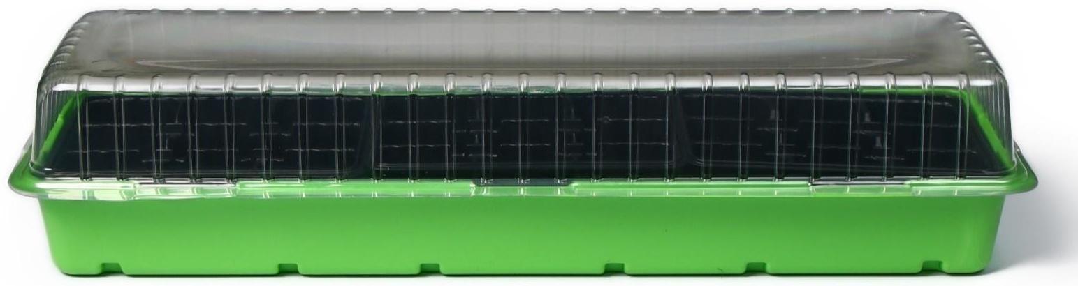 Мини-парник для рассады, 57 × 18 × 12 см, 3 вставки, 27 ячеек, Greengo
