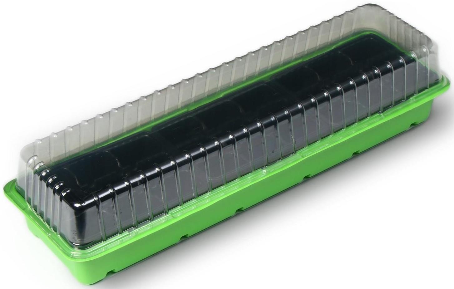 Мини-парник для рассады, 57 × 18 × 12 см, 3 вставки, 27 ячеек, Greengo