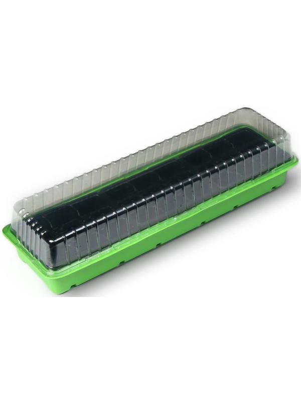 Мини-парник для рассады, 57 × 18 × 12 см, 3 вставки, 27 ячеек, Greengo