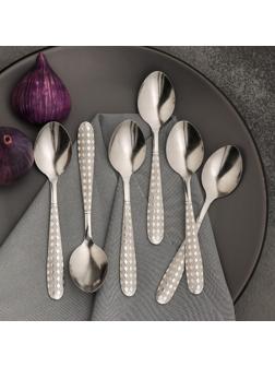 Набор ложек чайных Доляна «Ромб», без золота, 15 см, 6 шт