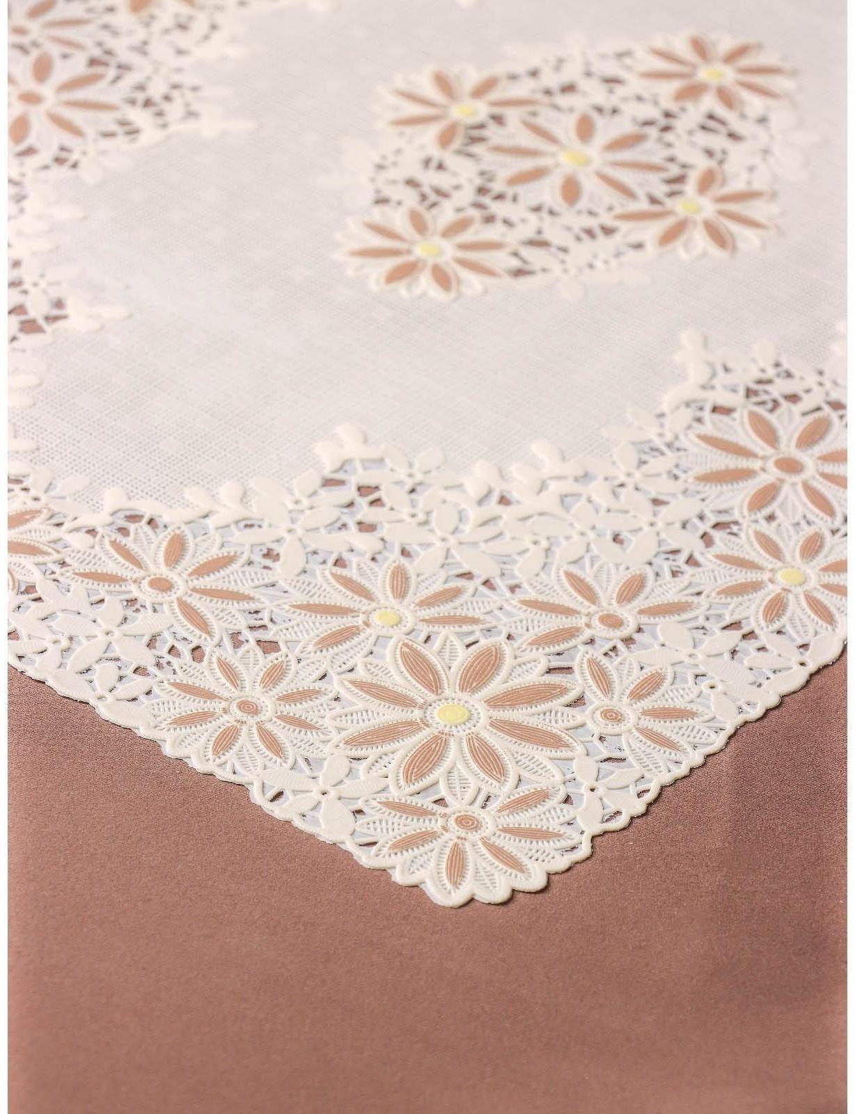 Салфетка ажурная для стола «Лютики», 45×30 см , цвет бежево-коричневый