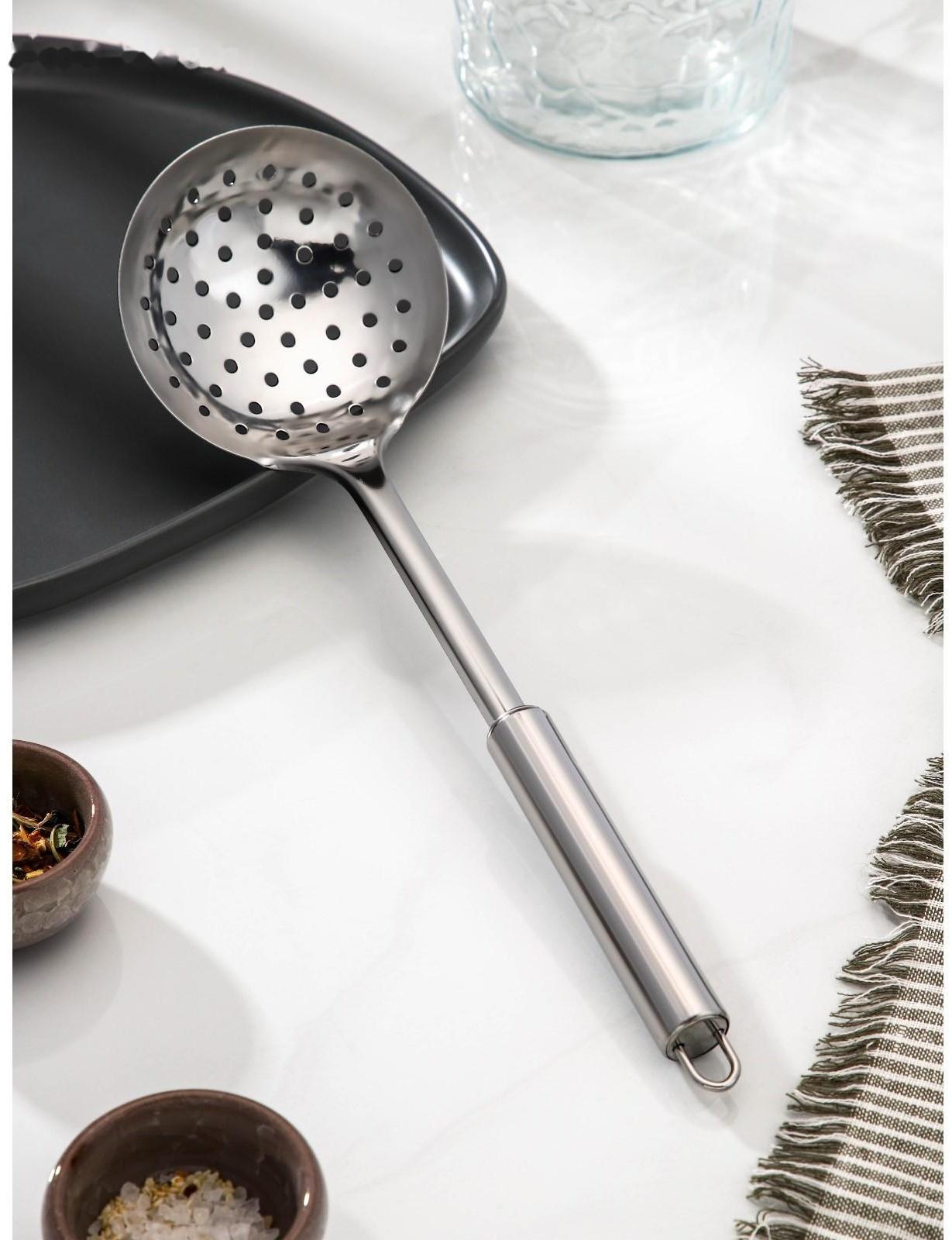 Шумовка из нержавеющей стали Доляна «Металлик», h=31,5 см, цвет серебряный