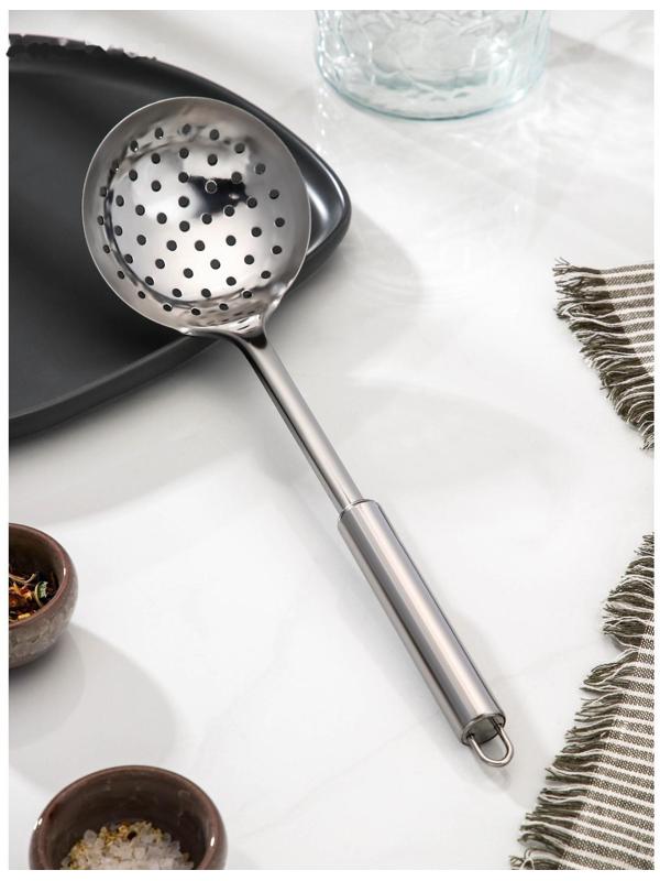 Шумовка из нержавеющей стали Доляна «Металлик», h=31,5 см, цвет серебряный