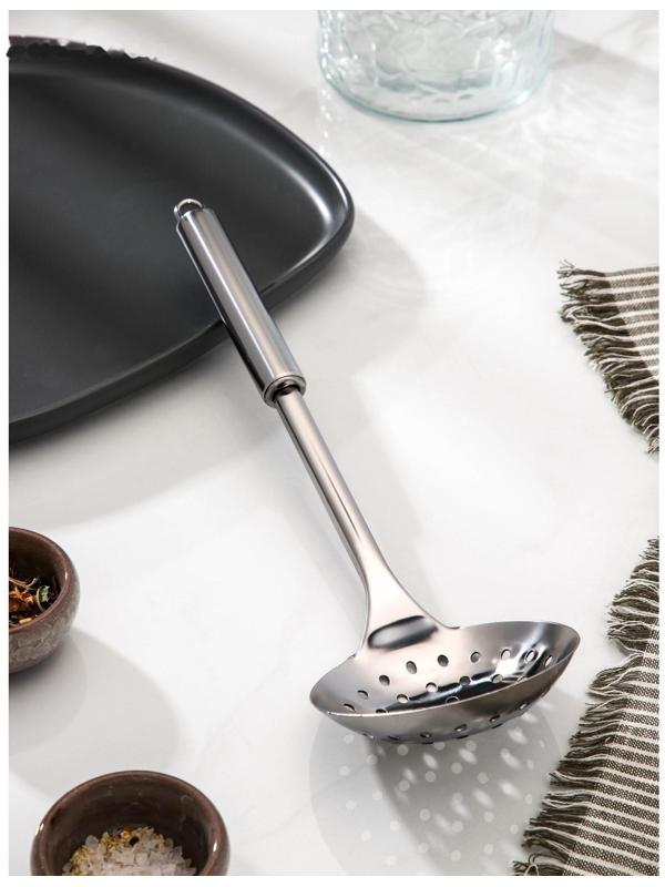 Шумовка из нержавеющей стали Доляна «Металлик», h=31,5 см, цвет серебряный