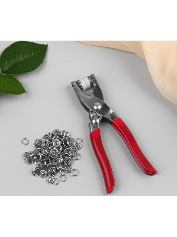 Щипцы для установки кнопок, с кнопками 25 шт, 15 × 6,5 см