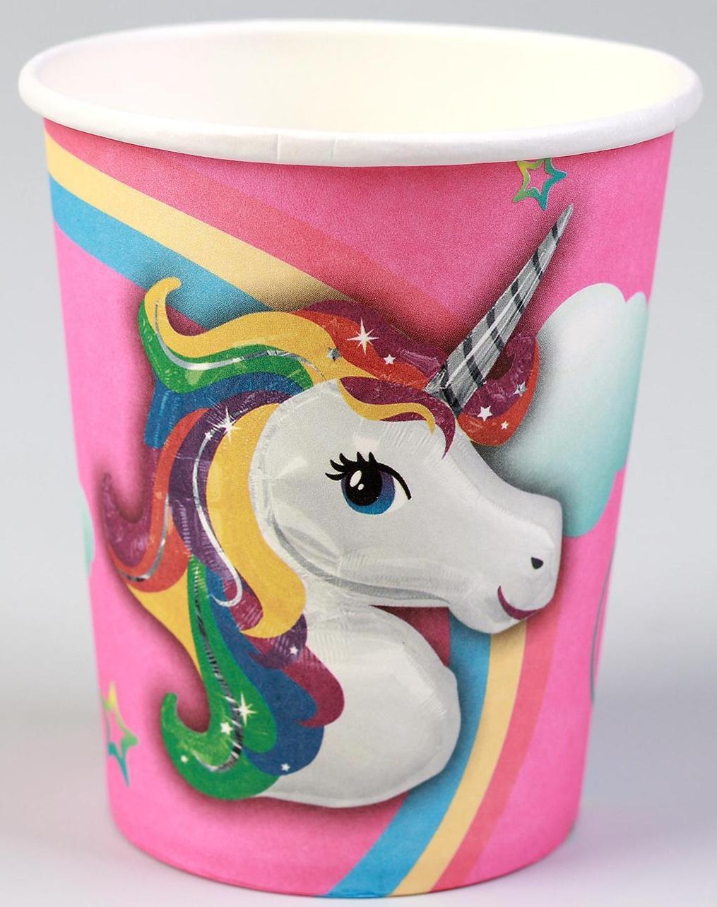 Стакан бумажный «Единорог», 220 мл, набор 6 шт.