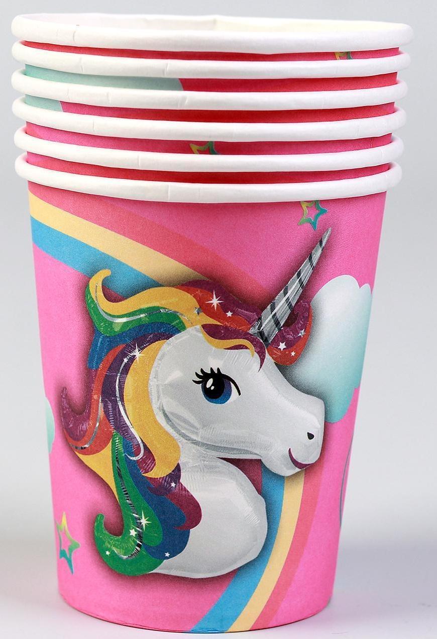 Стакан бумажный «Единорог», 220 мл, набор 6 шт.