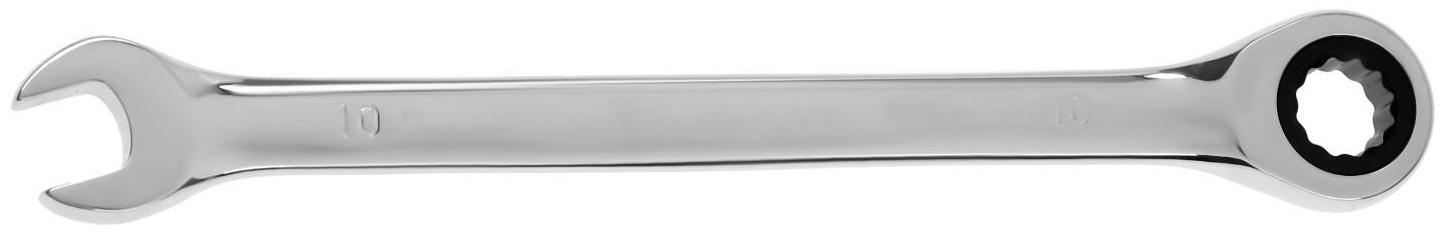 Ключ комбинированный трещоточный ТУНДРА, CrV, полированный, 72 зуба, 10 мм