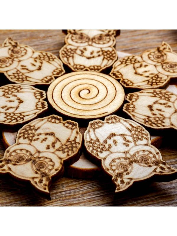 Подставка под горячее «Совы», D=11 см, можжевельник