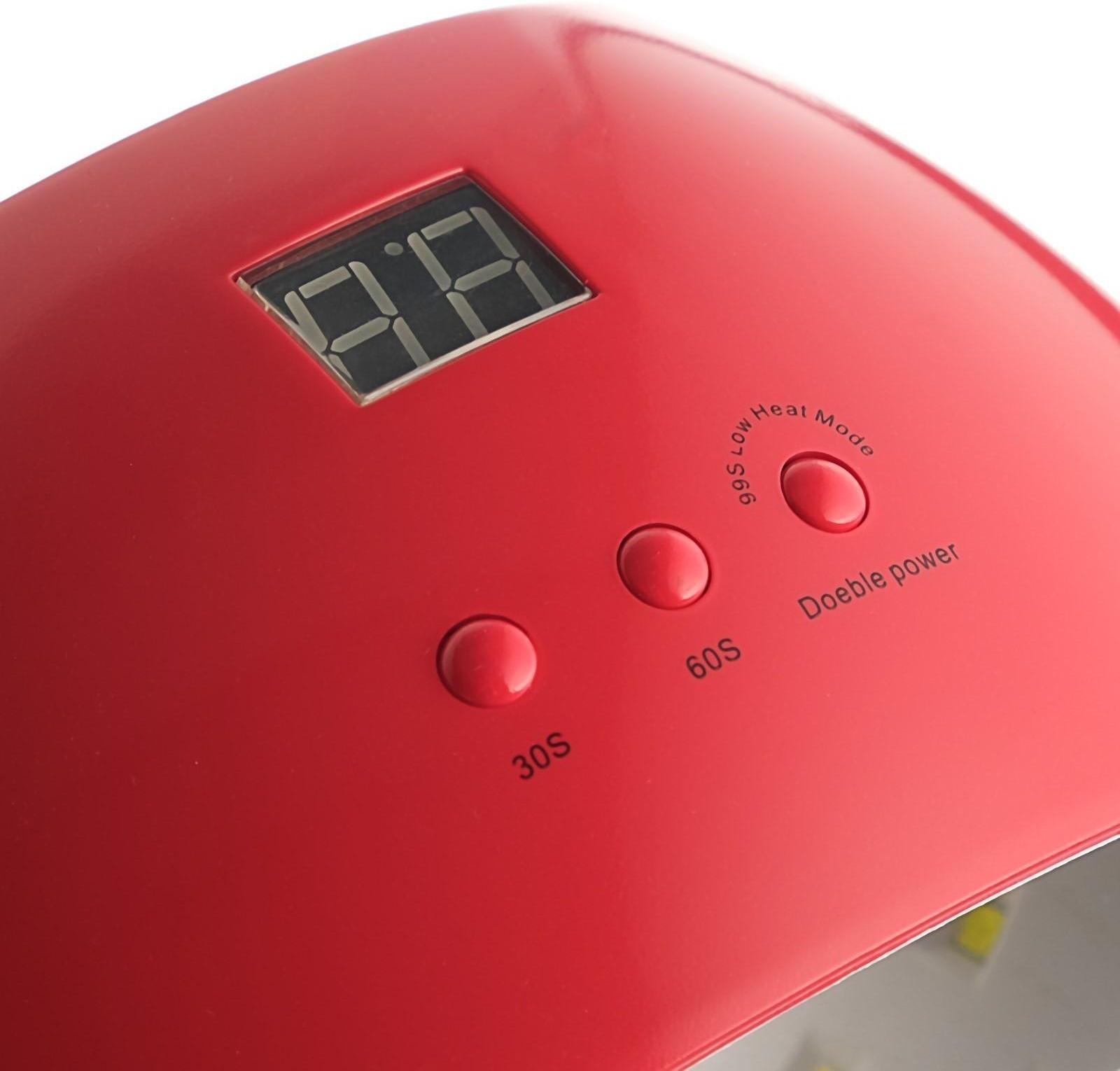 Лампа для гель-лака Luazon LUF-22, LED, 48 Вт, 21 диод, таймер 30/60/99 с, 220 В, красная