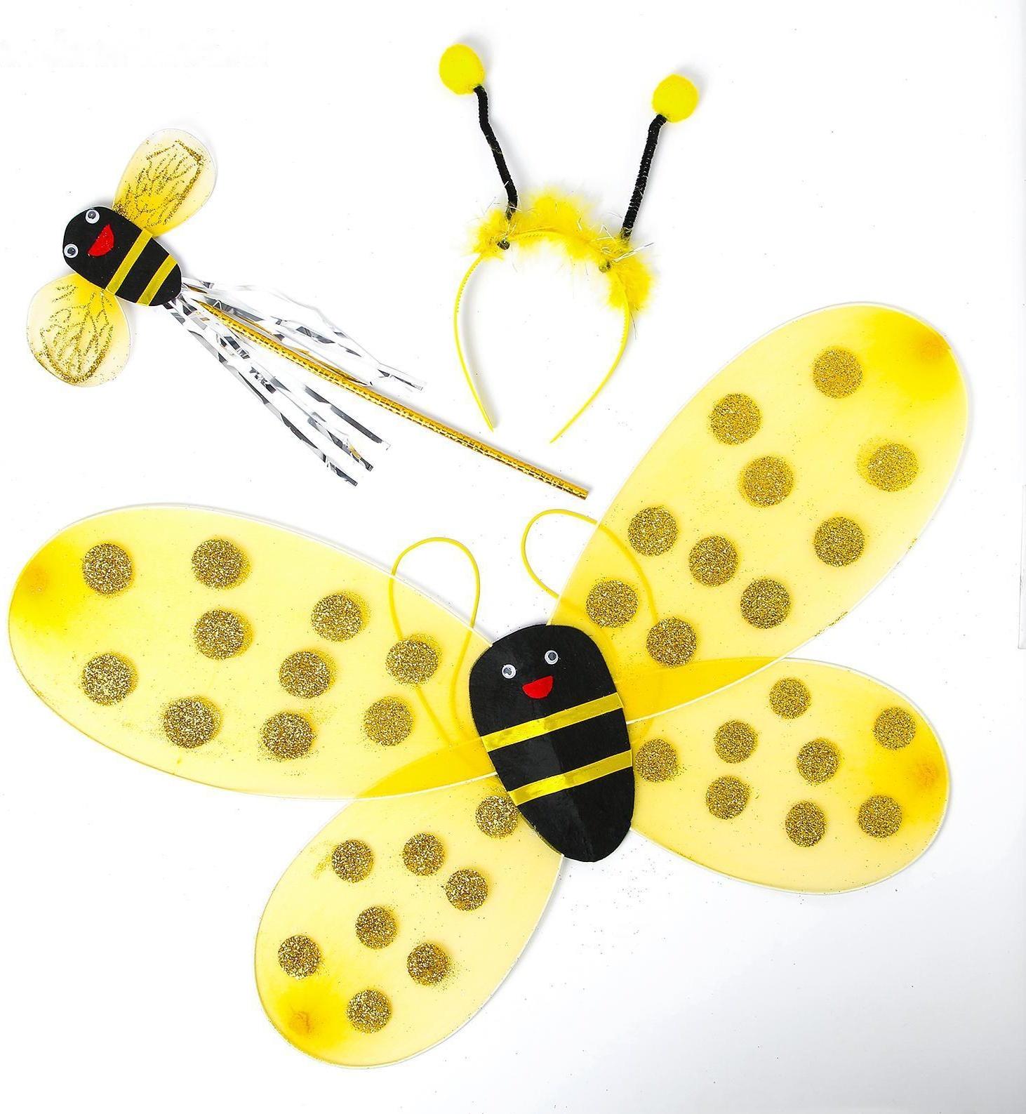 Карнавальный набор «Пчёлка», 3 предмета: ободок, крылья, жезл