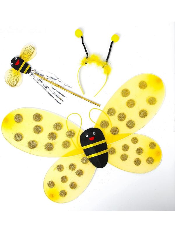 Карнавальный набор «Пчёлка», 3 предмета: ободок, крылья, жезл