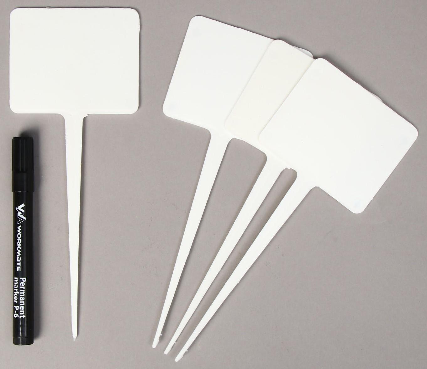 Ярлыки садовые для маркировки, 22 см, с маркером, набор 8 шт., пластик, белые