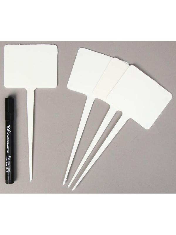 Ярлыки садовые для маркировки, 22 см, с маркером, набор 8 шт., пластик, белые