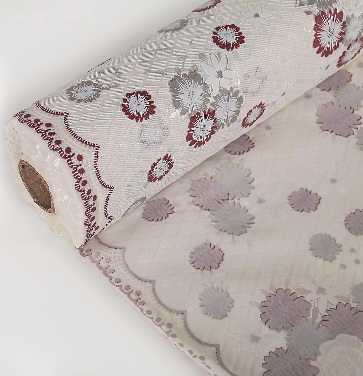 Клеёнка ажурная «Цветы на белом», ширина 137 см, рулон 20 метров