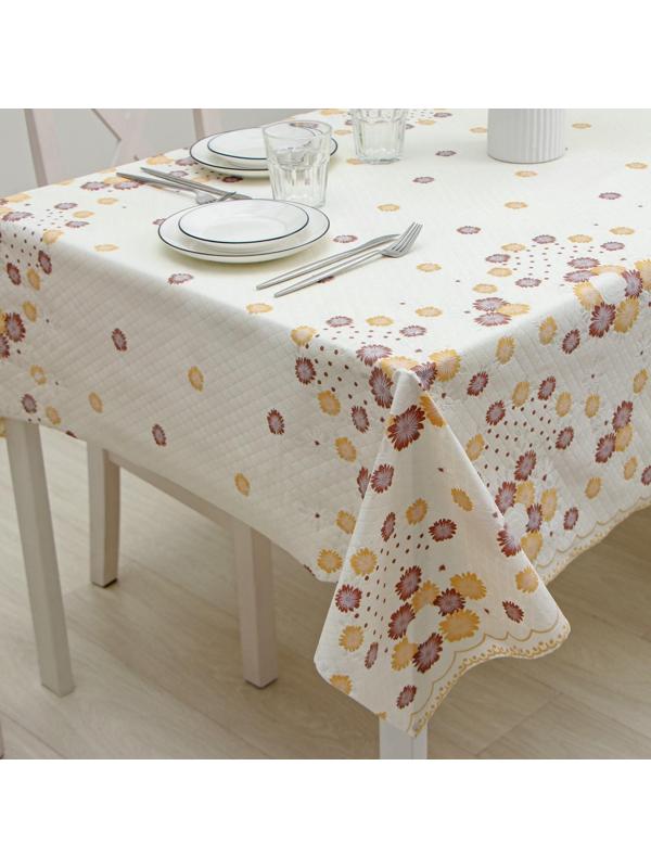 Клеёнка ажурная «Цветы на белом», ширина 137 см, рулон 20 метров