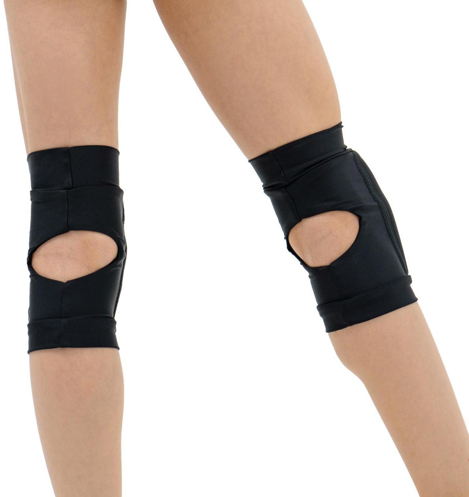 Наколенники для гимнастики и танцев с уплотнителем, лайкра, р. M (11-14 лет), цвет чёрный