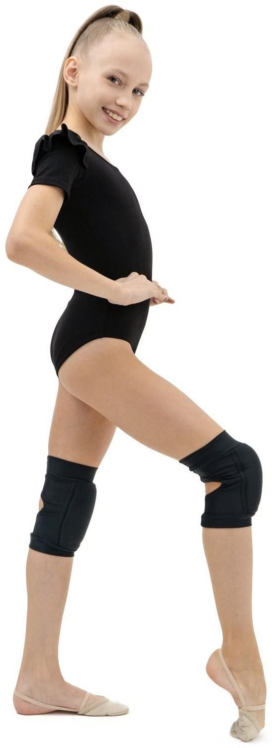 Наколенники для гимнастики и танцев с уплотнителем, лайкра, р. M (11-14 лет), цвет чёрный