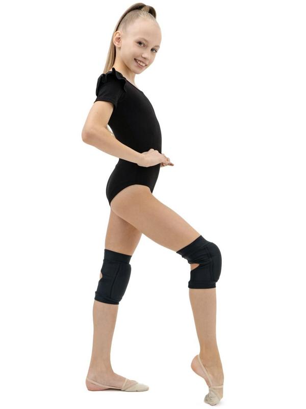 Наколенники для гимнастики и танцев с уплотнителем, лайкра, р. M (11-14 лет), цвет чёрный
