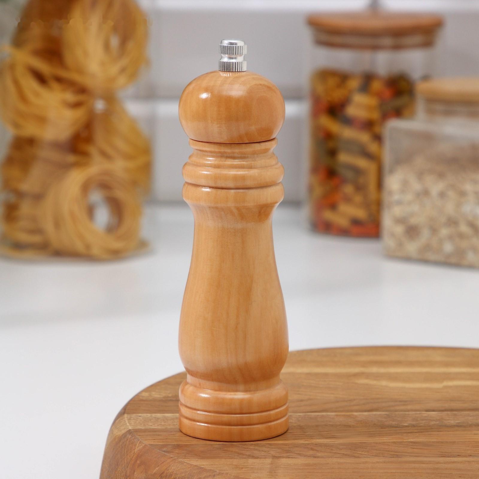 Мельница для специй Доляна «Дуновение леса», 17×4,5 см, керамический механизм, цвет светлое дерево