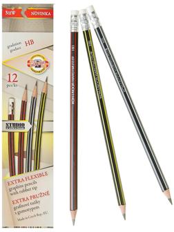 Карандаш чернографитный 2.0 мм, Koh-I-Noor 1397 HB, с ластиком, сверхгибкий, L=189 мм