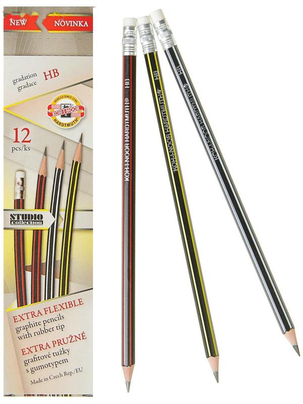 Карандаш чернографитный 2.0 мм, Koh-I-Noor 1397 HB, с ластиком, сверхгибкий, L=189 мм