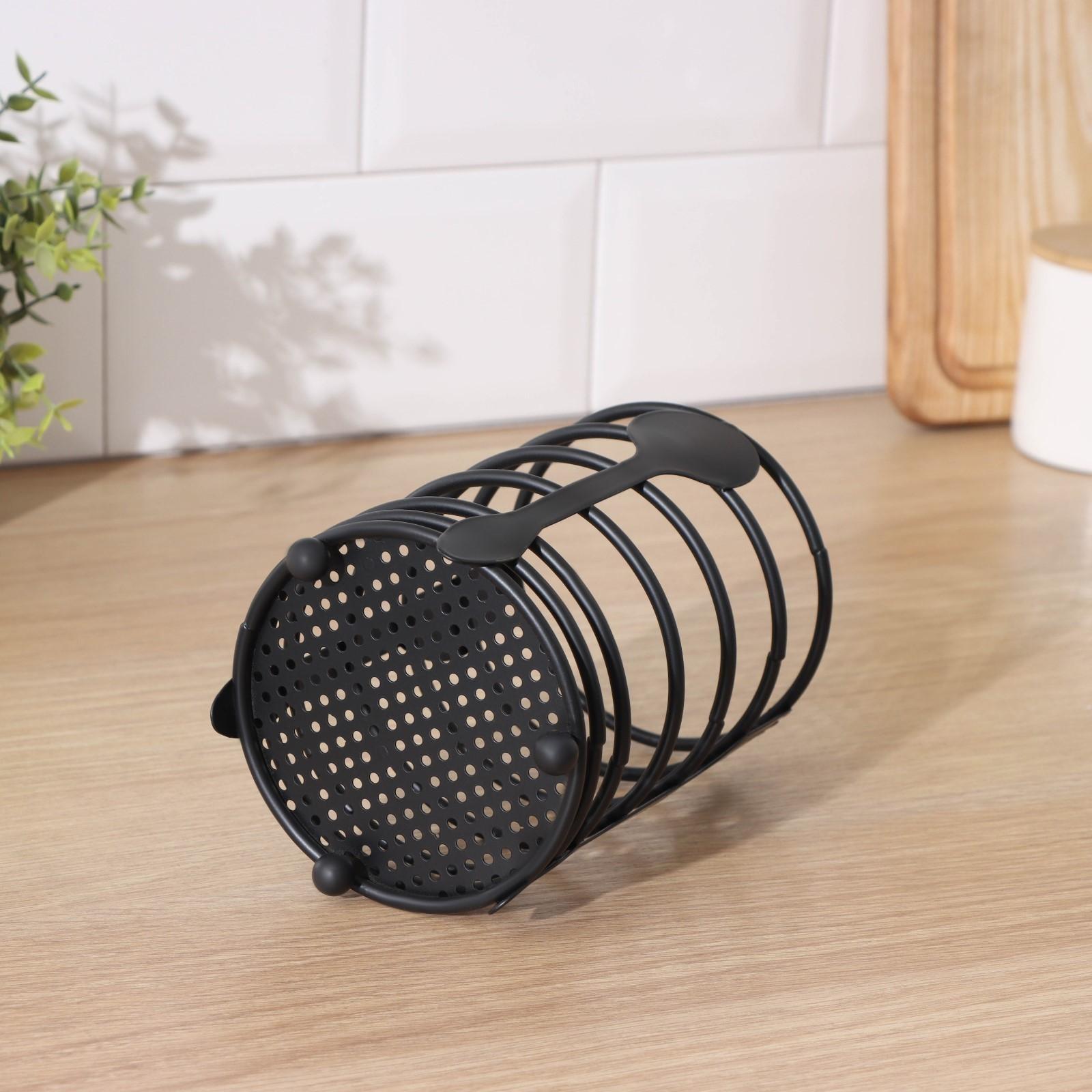 Сушилка для столовых приборов Доляна, 11×11×16 см, цвет чёрный