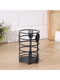 Сушилка для столовых приборов Доляна, 11×11×16 см, цвет чёрный