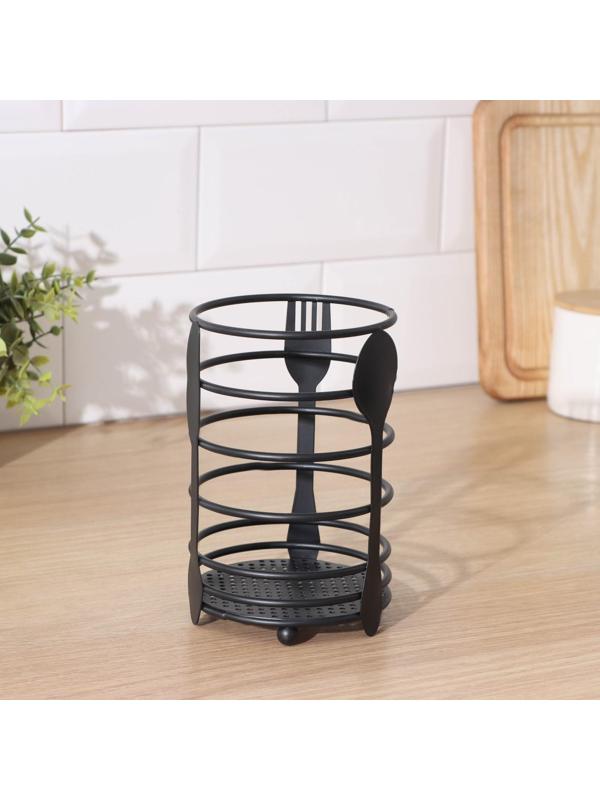 Сушилка для столовых приборов Доляна, 11×11×16 см, цвет чёрный