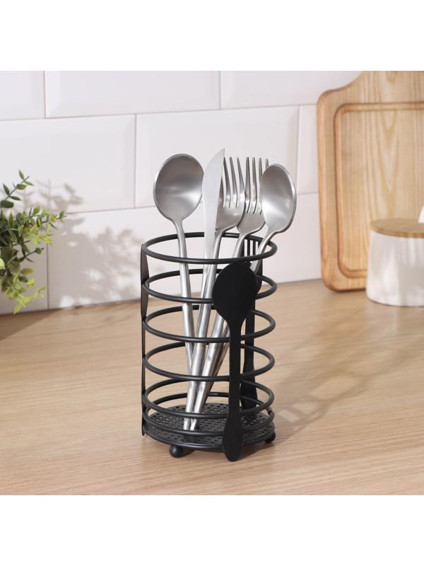Сушилка для столовых приборов Доляна, 11×11×16 см, цвет чёрный