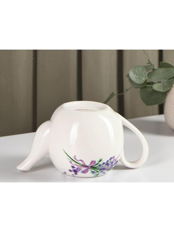 Чайник фарфоровый заварочный Доляна «Лаванда», 800 мл, цвет белый