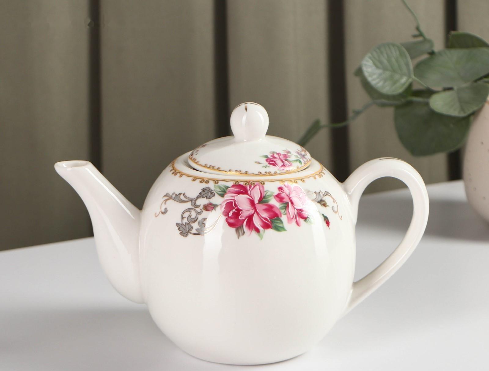 Чайник фарфоровый заварочный «Аделин», 800 мл, цвет белый