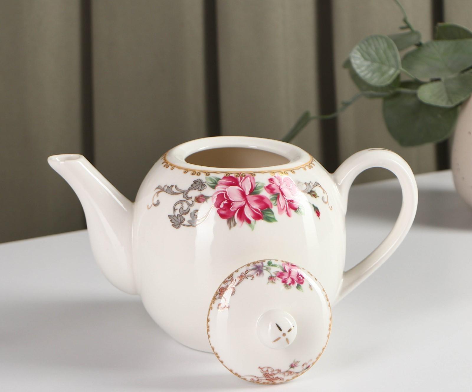 Чайник фарфоровый заварочный «Аделин», 800 мл, цвет белый