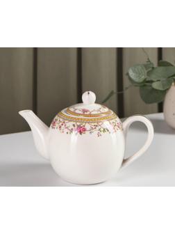 Чайник фарфоровый заварочный Доляна «Розали», 800 мл, цвет белый