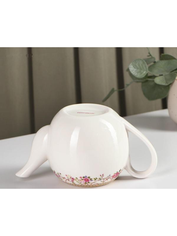 Чайник фарфоровый заварочный Доляна «Розали», 800 мл, цвет белый