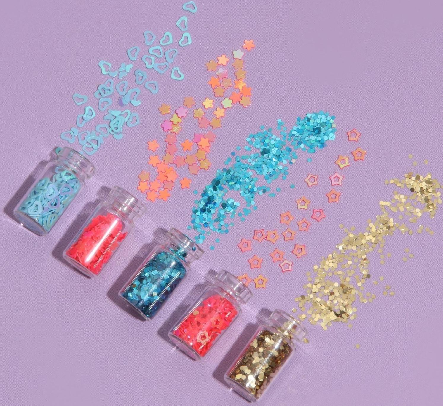 Ассорти для декора, в пластиковом органайзере, набор 48 бутылочек, разноцветные