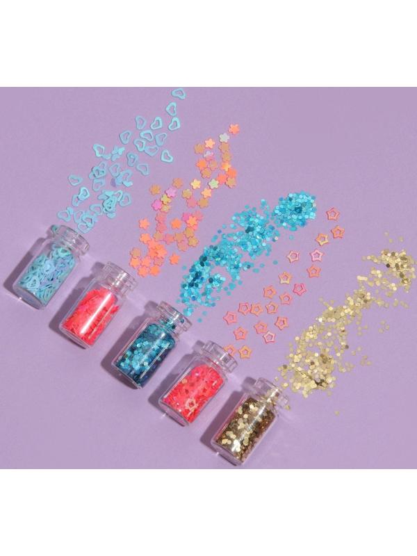 Ассорти для декора, в пластиковом органайзере, набор 48 бутылочек, разноцветные