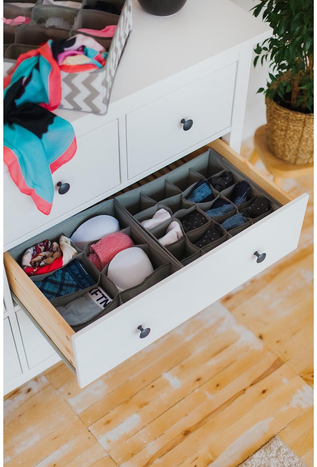 Органайзер для хранения белья «Зигзаг», 12 отделений, 32×32×12 см, цвет серый