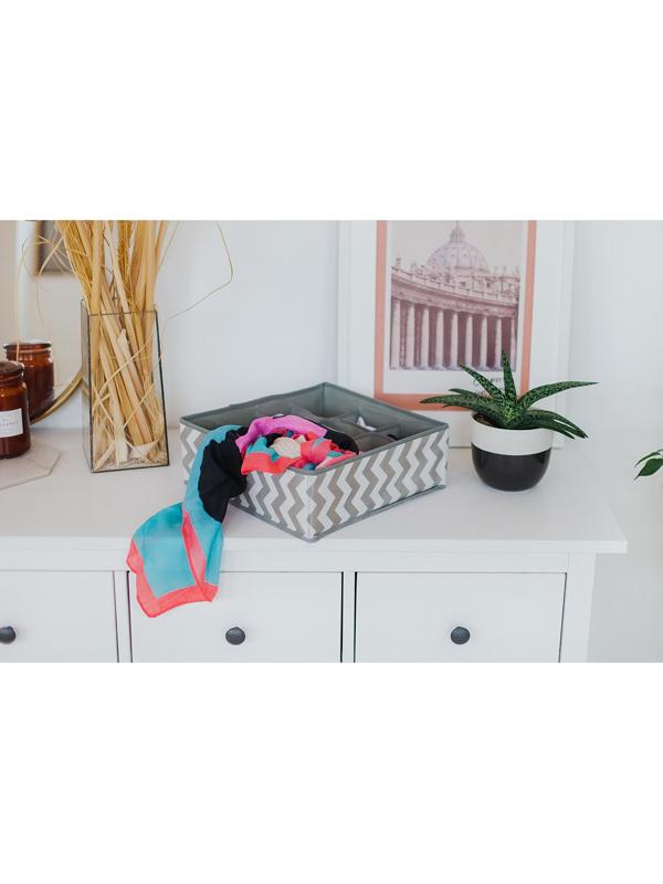 Органайзер для хранения белья «Зигзаг», 12 отделений, 32×32×12 см, цвет серый