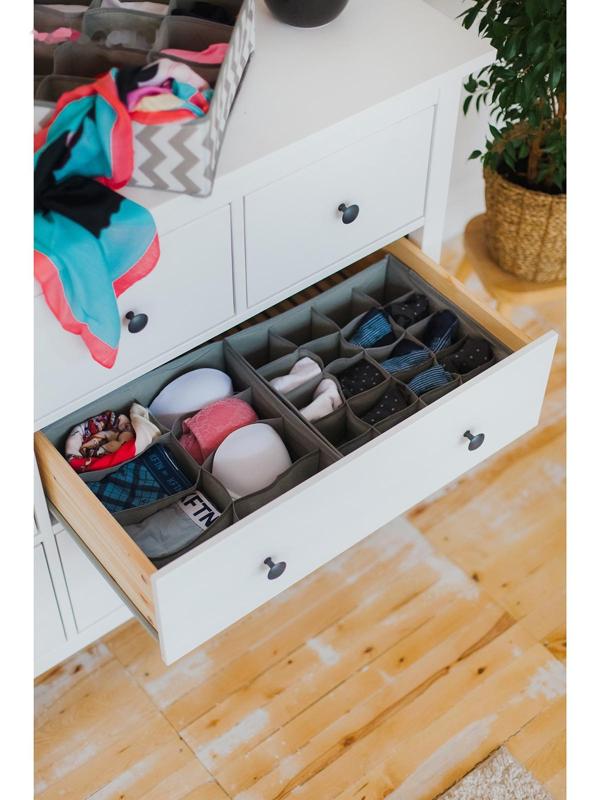 Органайзер для хранения белья «Зигзаг», 12 отделений, 32×32×12 см, цвет серый