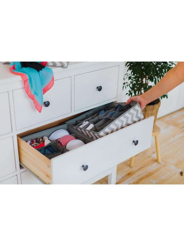 Органайзер для хранения белья «Зигзаг», 12 отделений, 32×32×12 см, цвет серый