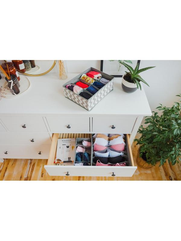 Органайзер для хранения белья «Зигзаг», 8 отделений, 32×24×12 см, цвет серый