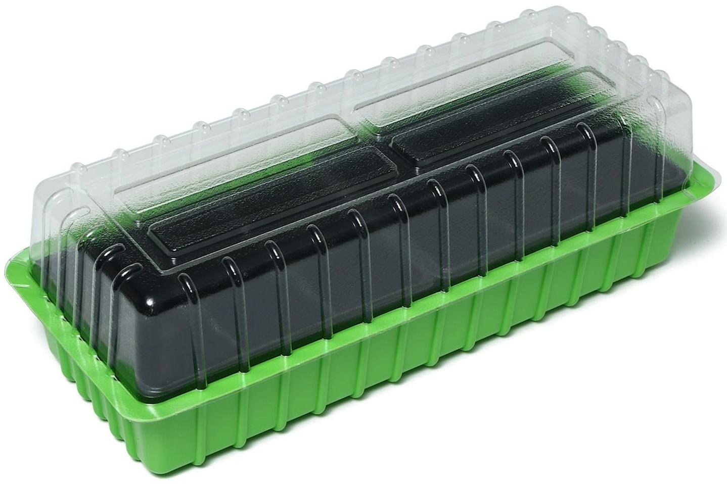 Мини-парник для рассады, 38 × 17 × 12 см, 2 вставки, 12 ячеек, Greengo