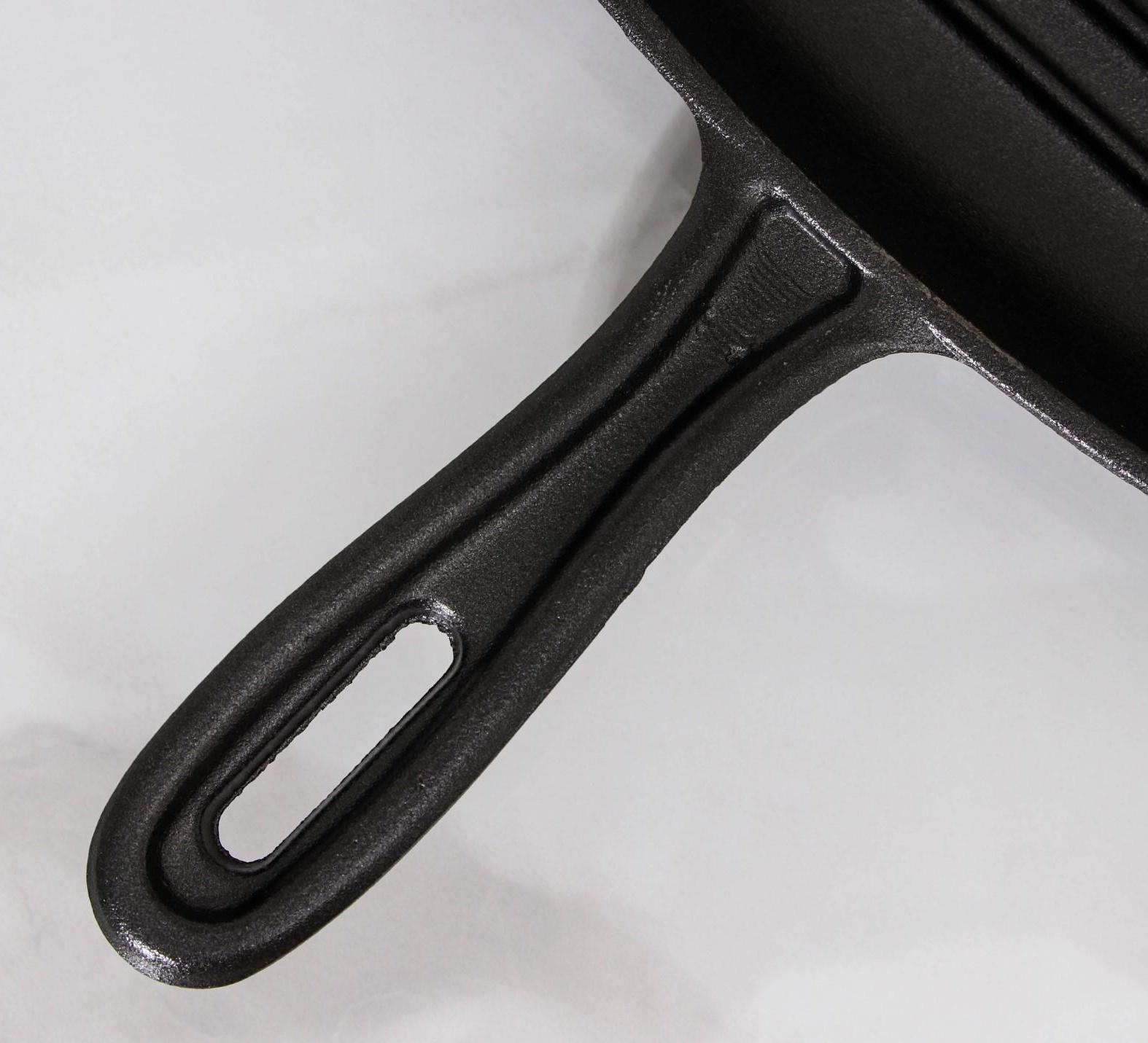 Сковорода-гриль чугунная «Гриль глубокий», 28×5,5 см, 2 слива, чугунная ручка, цвет чёрный