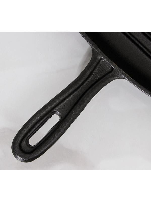 Сковорода-гриль чугунная «Гриль глубокий», 28×5,5 см, 2 слива, чугунная ручка, цвет чёрный