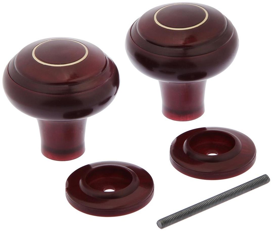 Ручка дверная пластмассовая, d=70, цвет вишня с узором