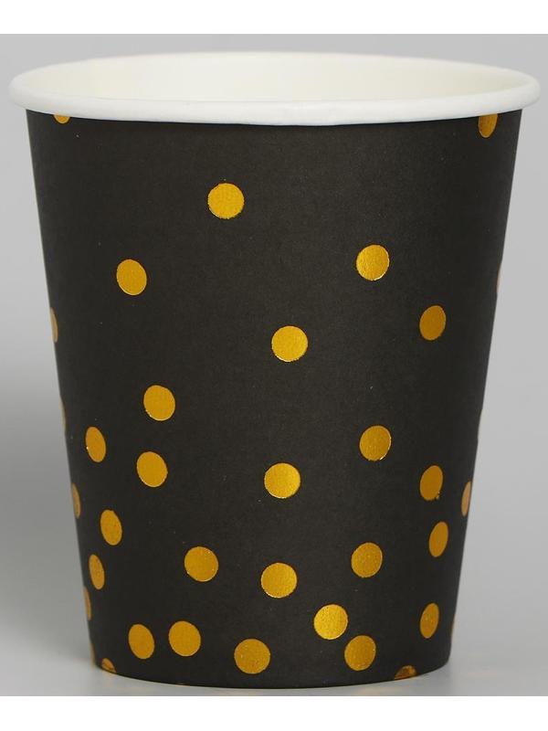 Стакан бумажный «Конфетти», с тиснением, 250 мл, набор 6 шт., цвет чёрный
