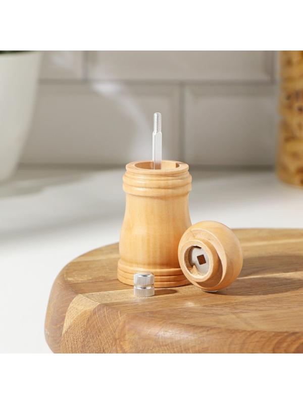 Мельница для специй Доляна, 10,5×4,5 см, металлический механизм, цвет светлое дерево