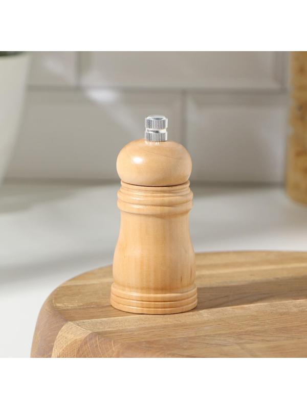 Мельница для специй Доляна, 10,5×4,5 см, металлический механизм, цвет светлое дерево
