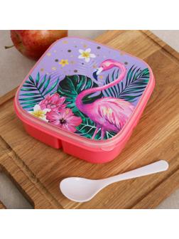Ланч-бокс с ложкой «Фламинго», 400 мл